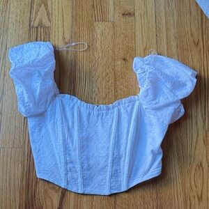 Wild Fable White Eyelet Blouse with Puff Sleeves